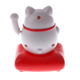 Maxbell Solar Powered Raising Paw Fortune Cat Animal Figure Toy Home Decor Red