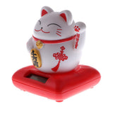 Maxbell Solar Powered Raising Paw Fortune Cat Animal Figure Toy Home Decor Red