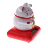 Maxbell Solar Powered Raising Paw Fortune Cat Animal Figure Toy Home Decor Red