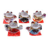 Maxbell 5pcs Waving Hand Fortune Cat Animal Statue Figure Toy Home Decoration #B