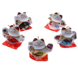 Maxbell 5pcs Waving Hand Fortune Cat Animal Statue Figure Toy Home Decoration #B