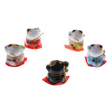 Maxbell 5pcs Waving Hand Fortune Cat Animal Statue Figure Toy Home Decoration #C