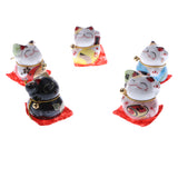 Maxbell 5pcs Waving Hand Fortune Cat Animal Statue Figure Toy Home Decoration #C