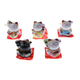 Maxbell 5pcs Waving Hand Fortune Cat Animal Statue Figure Toy Home Decoration #C