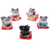 Maxbell 5pcs Waving Hand Fortune Cat Animal Statue Figure Toy Home Decoration #C