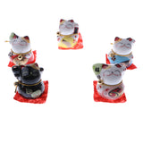 Maxbell 5pcs Waving Hand Fortune Cat Animal Statue Figure Toy Home Decoration #C