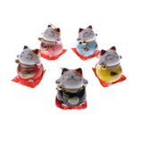 Maxbell 5pcs Waving Hand Fortune Cat Animal Statue Figure Toy Home Decoration #D