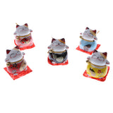Maxbell 5pcs Waving Hand Fortune Cat Animal Statue Figure Toy Home Decoration #D
