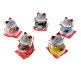 Maxbell 5pcs Waving Hand Fortune Cat Animal Statue Figure Toy Home Decoration #D