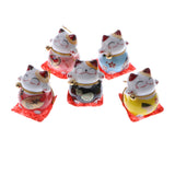Maxbell 5pcs Waving Hand Fortune Cat Animal Statue Figure Toy Home Decoration #D