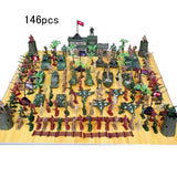 Maxbell 146 Piece Plastic Soldier 5cm Army Figures Playset for Army Sand Scene Model