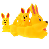 Maxbell 4 Pieces Cute Rubber Squeaky Rabbit Family Kids Baby Toddler Bathing Toy