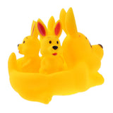 Maxbell 4 Pieces Cute Rubber Squeaky Rabbit Family Kids Baby Toddler Bathing Toy