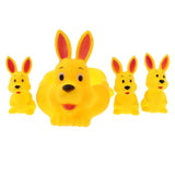 Maxbell 4 Pieces Cute Rubber Squeaky Rabbit Family Kids Baby Toddler Bathing Toy