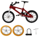 Maxbell Alloy Mini Finger BMX Bikes Toy w/ 2x Spare Tire Bicycle Diecast Models Red