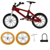 Maxbell Alloy Mini Finger BMX Bikes Toy w/ 2x Spare Tire Bicycle Diecast Models Red