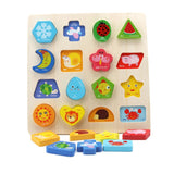 Maxbell Wood Geometry Block Shapes Color Puzzle Sorting Stacking Montessori Baby Toy