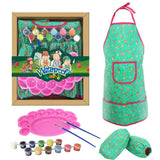 Maxbell Kid Craft Apron Oversleeve Palette Paints Brush Kits for Oil Painting Toy #B