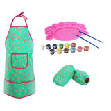 Maxbell Kid Craft Apron Oversleeve Palette Paints Brush Kits for Oil Painting Toy #B