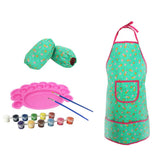 Maxbell Kid Craft Apron Oversleeve Palette Paints Brush Kits for Oil Painting Toy #B