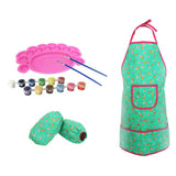 Maxbell Kid Craft Apron Oversleeve Palette Paints Brush Kits for Oil Painting Toy #B