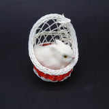 Max Simulation Plush Animal Model Rabbit Sitting in Basket Home Decor Red