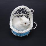 Max Simulation Plush Animal Model Rabbit Sitting in Basket Home Decor Sky Blue