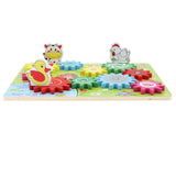 Maxbell Kids Wooden Gear Puzzle Game Early Education Toy Gift Farm Animal