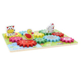Maxbell Kids Wooden Gear Puzzle Game Early Education Toy Gift Farm Animal