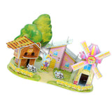Maxbell 3D Jigsaw Puzzle DIY Toy for Kids Baby Early Educational Toy Windmills