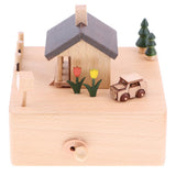 Maxbell Creative Wooden Car Running Musical Box Ornament Toy -Bridge & Cabin