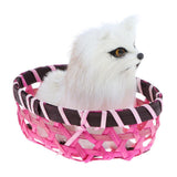 Maxbell Realistic Faux Fur Husky in Basket Animal Model Figures Home Decoration