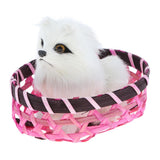 Maxbell Realistic Faux Fur Husky in Basket Animal Model Figures Home Decoration