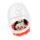 Maxbell Simulation Faux Fur Double Animal Models in Hanging Basket Home Decor Dog