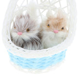 Maxbell Simulation Faux Fur Double Animal Models in Hanging Basket Home Decor Rabbit