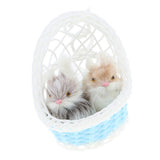 Maxbell Simulation Faux Fur Double Animal Models in Hanging Basket Home Decor Rabbit