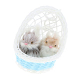 Maxbell Simulation Faux Fur Double Animal Models in Hanging Basket Home Decor Rabbit