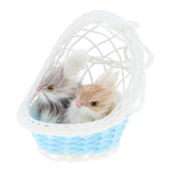 Maxbell Simulation Faux Fur Double Animal Models in Hanging Basket Home Decor Rabbit