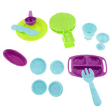 Maxbell 13 Pieces of Plastic 3D Dough Clay Plate Mold Tableware Set Kids Toy Gift