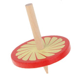 Maxbell 4Pcs Wooden Spinning Tops w/ Flower Pattern Kids Game Toy Gift - Red