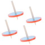 Maxbell 4Pcs Wooden Spinning Tops w/ Flower Pattern Kids Game Toy Gift - Orange