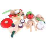 Maxbell 22Pcs Wooden Cutting Vegetables Food Set Kids Kitchen Pretend Play Toy Gift