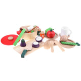 Maxbell 22Pcs Wooden Cutting Vegetables Food Set Kids Kitchen Pretend Play Toy Gift