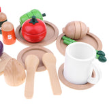 Maxbell 22Pcs Wooden Cutting Vegetables Food Set Kids Kitchen Pretend Play Toy Gift