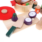 Maxbell 22Pcs Wooden Cutting Vegetables Food Set Kids Kitchen Pretend Play Toy Gift