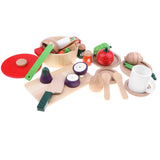 Maxbell 22Pcs Wooden Cutting Vegetables Food Set Kids Kitchen Pretend Play Toy Gift