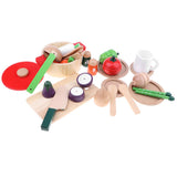 Maxbell 22Pcs Wooden Cutting Vegetables Food Set Kids Kitchen Pretend Play Toy Gift