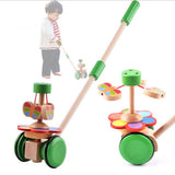 Maxbell Cute Cartoon Wooden Trolley Push and Pull Walking Toy for Baby Toddler