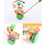 Maxbell Cute Cartoon Wooden Trolley Push and Pull Walking Toy for Baby Toddler