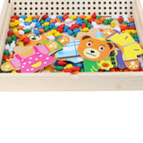 Maxbell Wooden Cartoon Bear Mushroom Nails Puzzle Learning Educational Toy for Kids